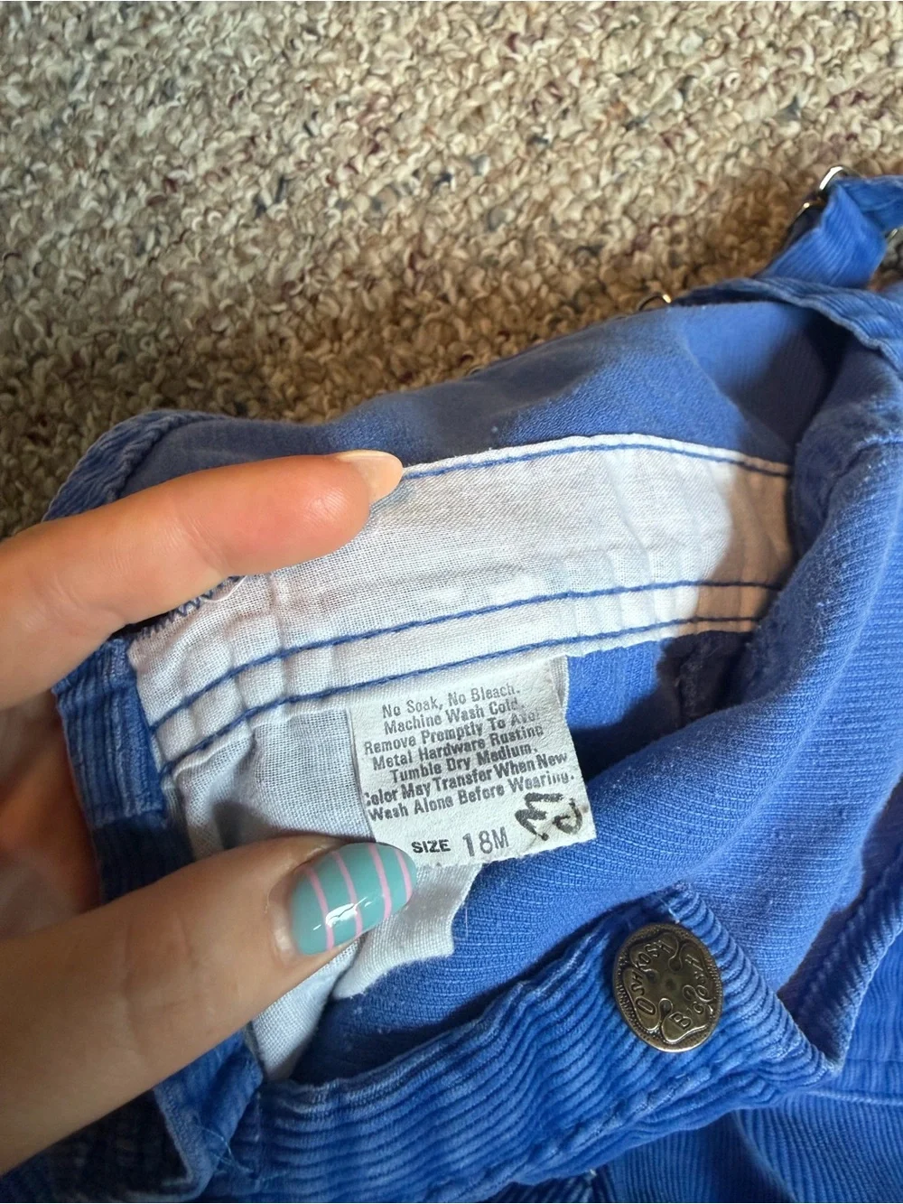 OshKosh B'gosh Bold Blue Corduroy Overalls
